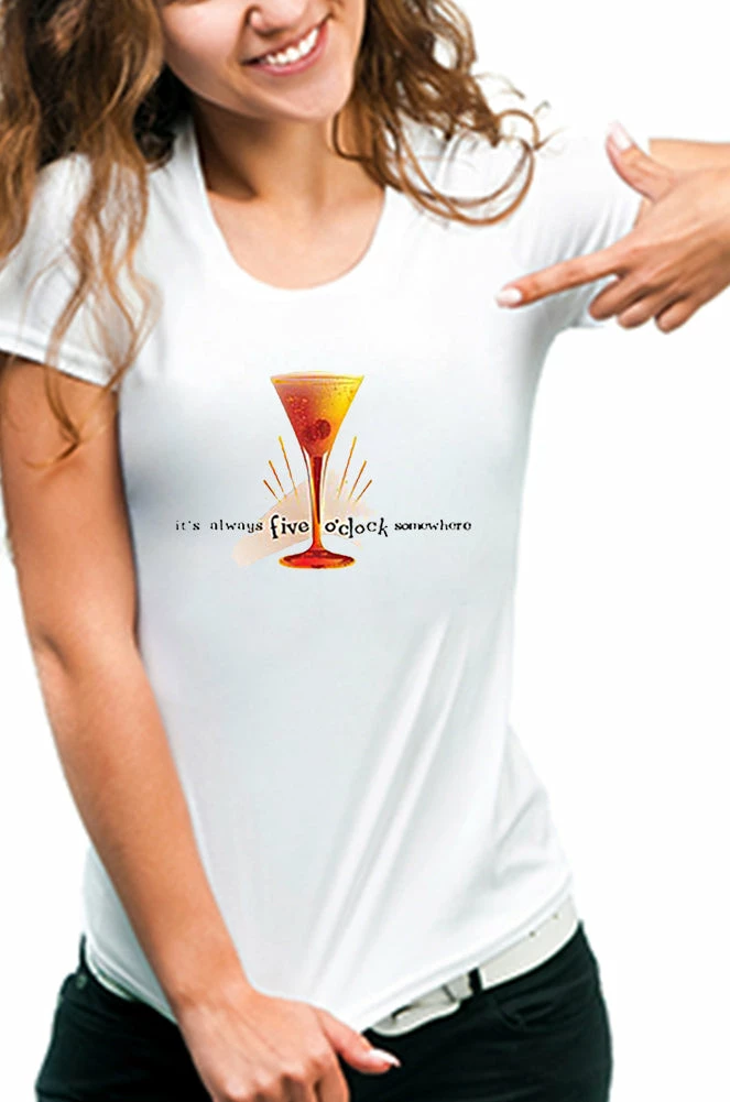 Bewild Cool Funny & Offensive 5 O'clock Somewhere Cosmopolitan Girls T-Shirt 3 Bewild Cool Funny & Offensive 5 O'clock Somewhere Cosmopolitan Girls T-Shirt