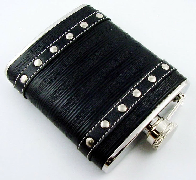 Bewild 6 Oz. Leather Stud Biker Flask 4 Bewild 6 Oz. Leather Stud Biker Flask