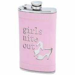 Bewild Flasks 6oz Girls Nite Out Party Shoes Stainless Steel Flask With Pink Wrap