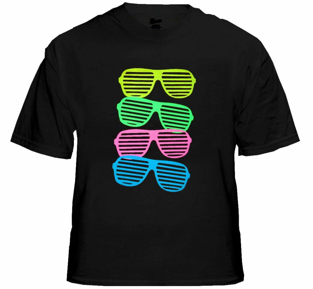 Bewild 80's Style Sunglasses Black Light Responsive T-Shirt 4 Bewild 80's Style Sunglasses Black Light Responsive T-Shirt