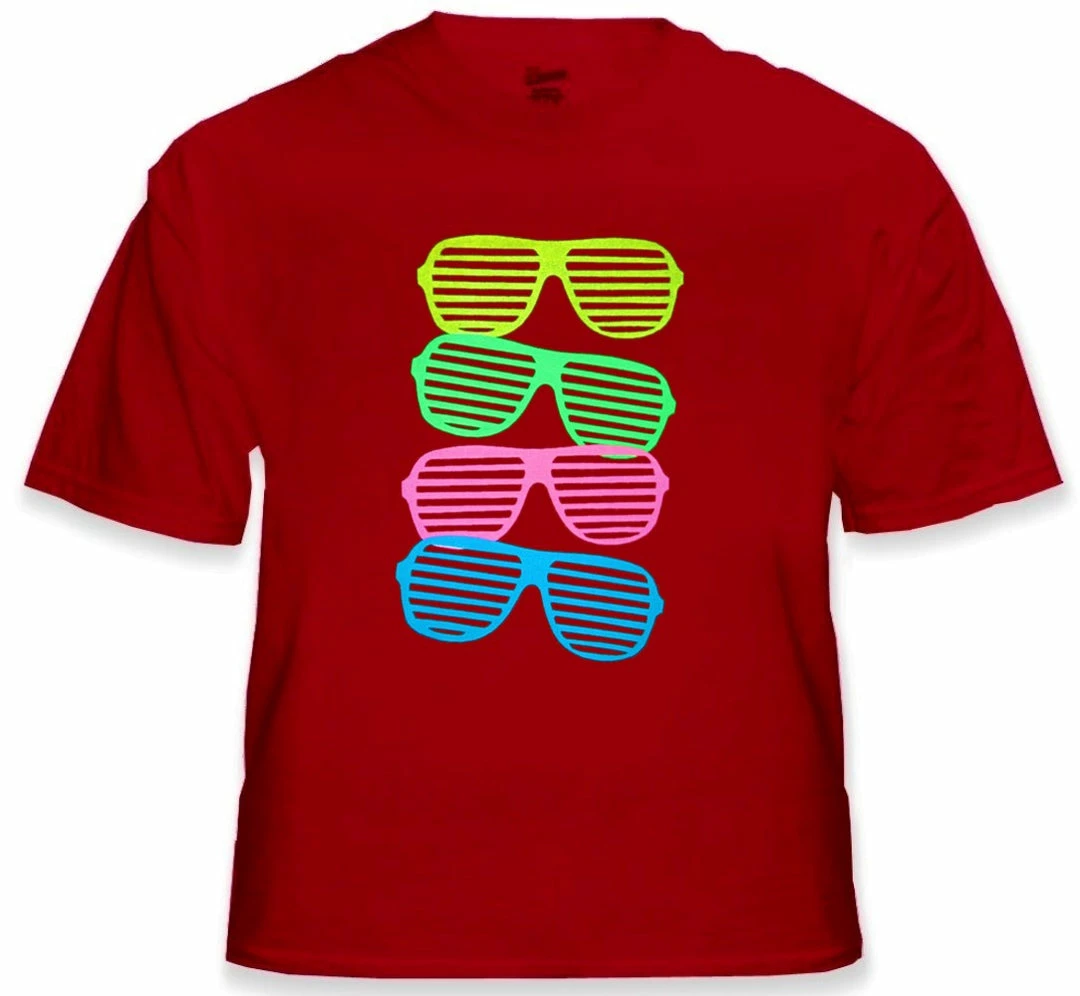Bewild 80's Style Sunglasses Black Light Responsive T-Shirt 6 Bewild 80's Style Sunglasses Black Light Responsive T-Shirt