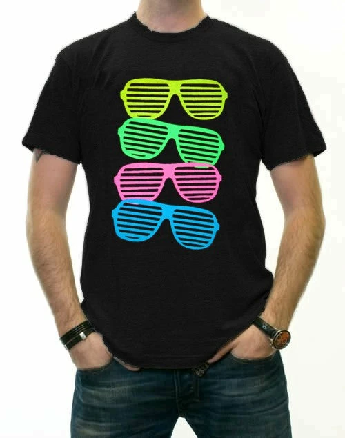 Bewild 80's Style Sunglasses Black Light Responsive T-Shirt 12 Bewild 80's Style Sunglasses Black Light Responsive T-Shirt