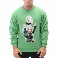 Bewild Cool Funny & Offensive Marilyn Flag Bikini Adult Crewneck