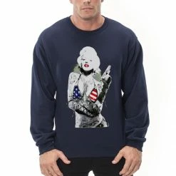Bewild Cool Funny & Offensive Marilyn Flag Bikini Adult Crewneck