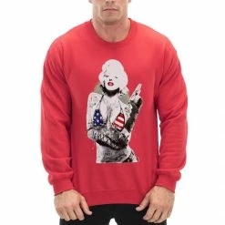 Bewild Cool Funny & Offensive Marilyn Flag Bikini Adult Crewneck