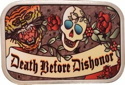 Bewild Death Before Dishonor Traditional Ed Hardy Style Tattoo Belt Buckle W/FREE Leather Belt Belt Buckles