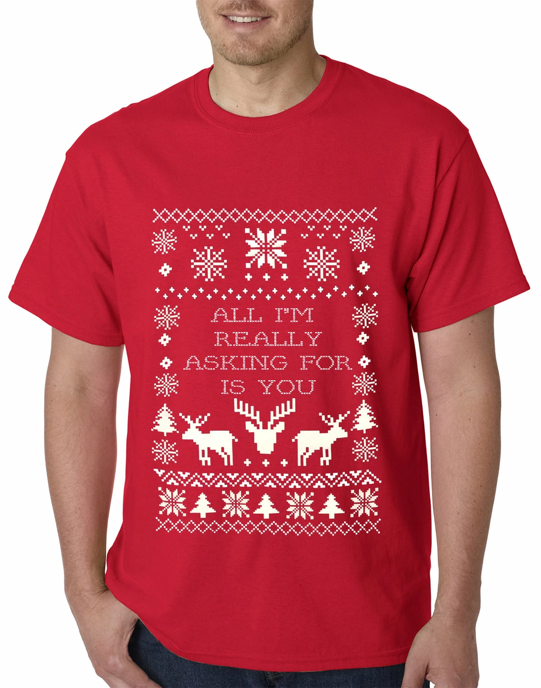 Bewild All I'm Really Asking For Is You Ugly Christmas Mens T-shirt Holiday Prints 3 Bewild All I'm Really Asking For Is You Ugly Christmas Mens T-shirt Holiday Prints