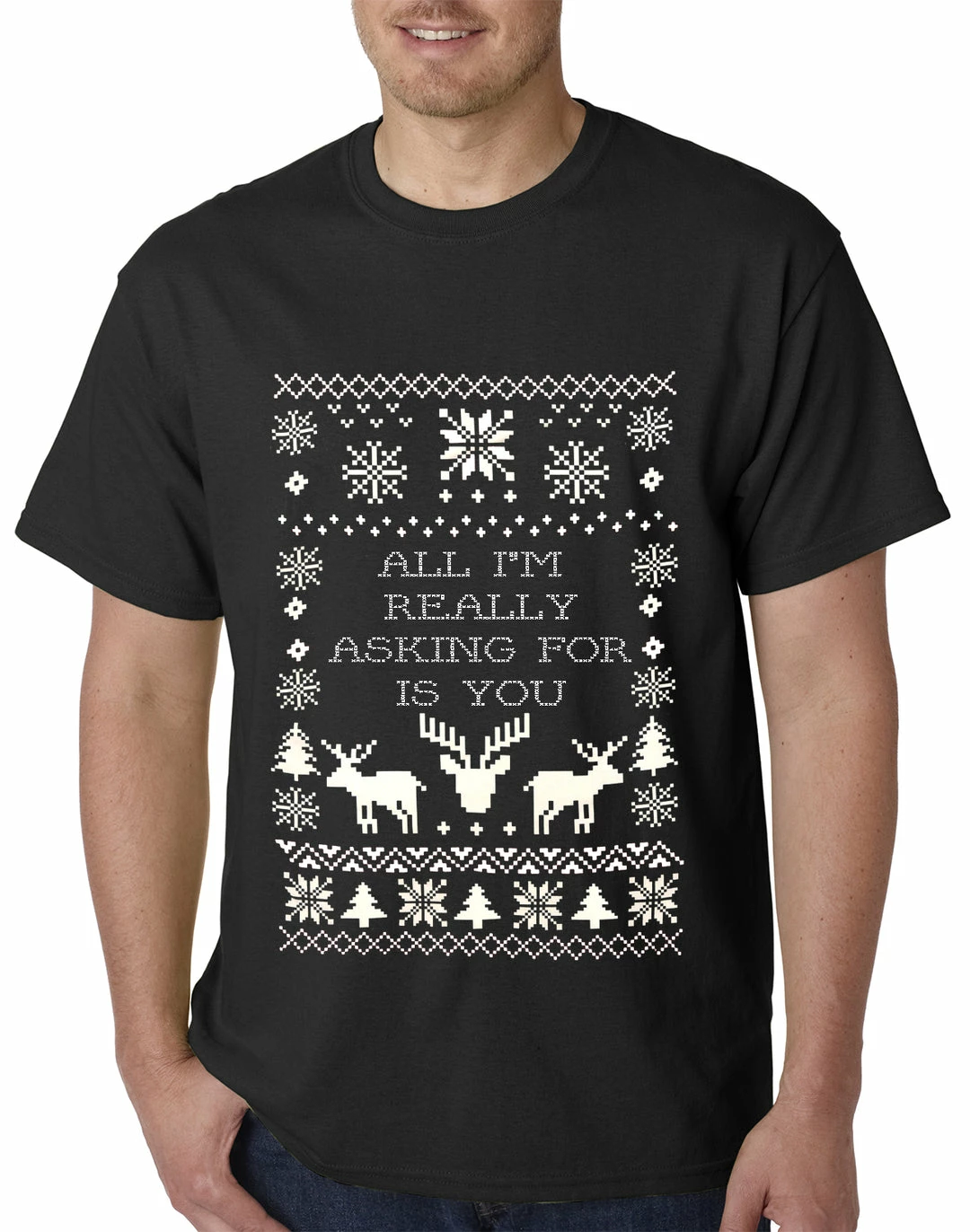 Bewild All I'm Really Asking For Is You Ugly Christmas Mens T-shirt Holiday Prints 5 Bewild All I'm Really Asking For Is You Ugly Christmas Mens T-shirt Holiday Prints