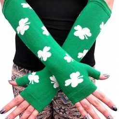 Bewild All Over Shamrocks Arm Warmers (Green With White Shamrocks)