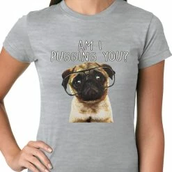 Bewild Cool Funny & Offensive Am I Pugging You Funny Pug Ladies T-shirt