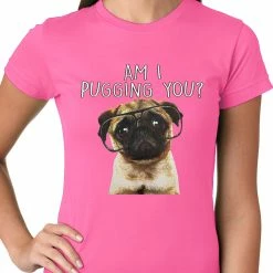Bewild Cool Funny & Offensive Am I Pugging You Funny Pug Ladies T-shirt