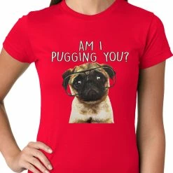 Bewild Cool Funny & Offensive Am I Pugging You Funny Pug Ladies T-shirt