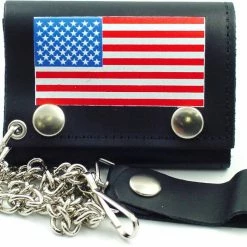 Bewild Wallets & Chains American Flag Genuine Leather Chain Wallet