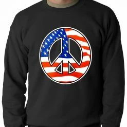 Bewild Nationality & Ethnic American Flag Peace Sign Crewneck
