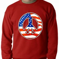 Bewild Nationality & Ethnic American Flag Peace Sign Crewneck