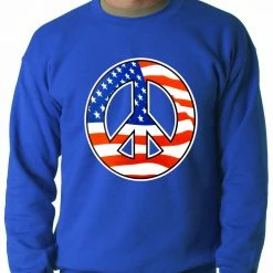 Bewild Nationality & Ethnic American Flag Peace Sign Crewneck