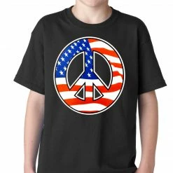 Bewild Cool Funny & Offensive American Flag Peace Sign Kids T-shirt