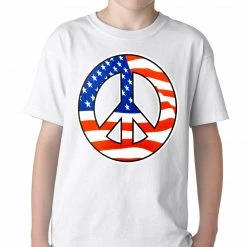 Bewild Cool Funny & Offensive American Flag Peace Sign Kids T-shirt