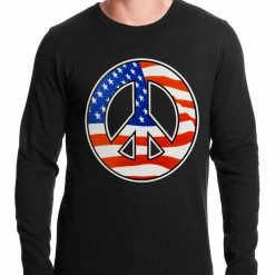 Bewild American Flag Peace Sign Thermal Shirt Nationality & Ethnic