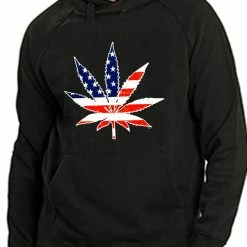 Bewild Cool Funny & Offensive American Flag Pot Leaf Adult Hoodie