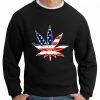 Bewild Nationality & Ethnic American Flag Pot Leaf Crewneck Sweatshirt