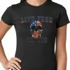 Bewild Biker Style American Flag Skull - Live Free Or Die Ladies T-shirt