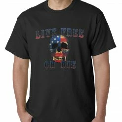 Bewild American Flag Skull - Live Free Or Die Mens T-shirt
