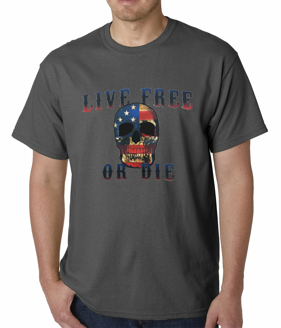 Bewild American Flag Skull - Live Free Or Die Mens T-shirt 4 Bewild American Flag Skull - Live Free Or Die Mens T-shirt