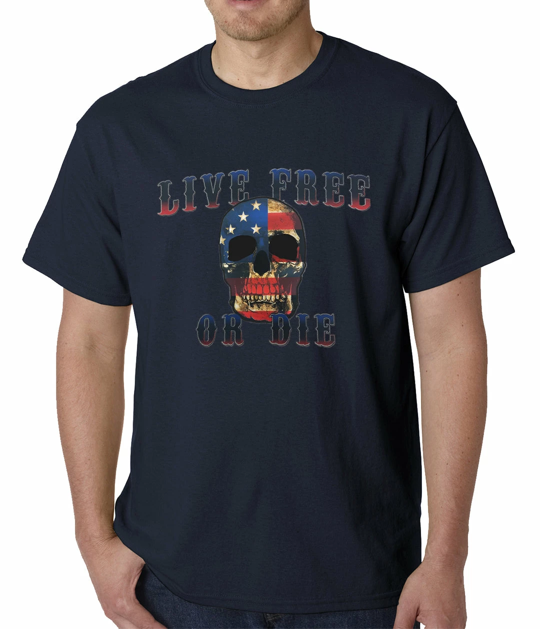 Bewild American Flag Skull - Live Free Or Die Mens T-shirt 9 Bewild American Flag Skull - Live Free Or Die Mens T-shirt