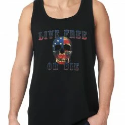 Bewild American Flag Skull - Live Free Or Die Tank Top