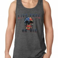 Bewild American Flag Skull - Live Free Or Die Tank Top