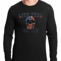 Bewild American Flag Skull - Live Free Or Die Thermal Shirt Nationality & Ethnic