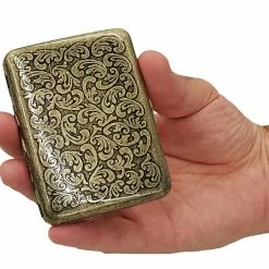 Bewild Cigarette Cases Antique Brass Paisley Cigarette Case (Regular Size Cigarettes)