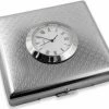 Bewild Cigarette Cases Art Deco Cigarette Case With Built In Clock (For Regular Size Only)