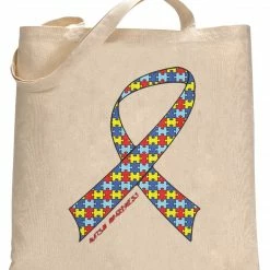 Bewild Positive Reinforcement Autism Awareness Ribbon Tote Bag