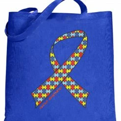 Bewild Positive Reinforcement Autism Awareness Ribbon Tote Bag