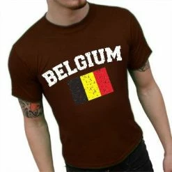 Bewild Belgium Vintage Flag International Mens T-Shirt