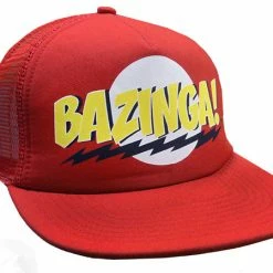 Bewild Brimmed Hats Big Bang Theory Bazinga! Trucker Hat (Red)