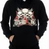 Bewild Biker Style Biker Hoodie - "Flying Skulls Of Death" Motorcycle Sweatshirt (Black)