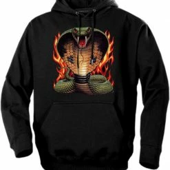 Bewild Biker Hoodies - "Cobra In Flames" Biker Hoodie Biker Style