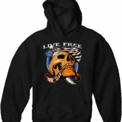 Bewild Biker Hoodies - Live Free Or Die Men's Biker Hoodie (Black)