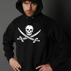 Bewild Biker Style Biker Hoodies - Pirate Skull And Swords Adult Biker Hoodie