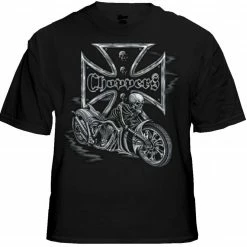 Bewild Biker Style Biker Shirts - "Chopper Skeleton Bike" Biker Shirt