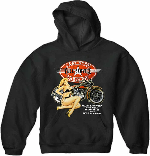Bewild Biker Style "Last Stop Full Service " Biker Hoodie (Black) 4 Bewild Biker Style "Last Stop Full Service " Biker Hoodie (Black)