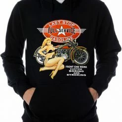 Bewild Biker Style "Last Stop Full Service " Biker Hoodie (Black) 9 Bewild Biker Style