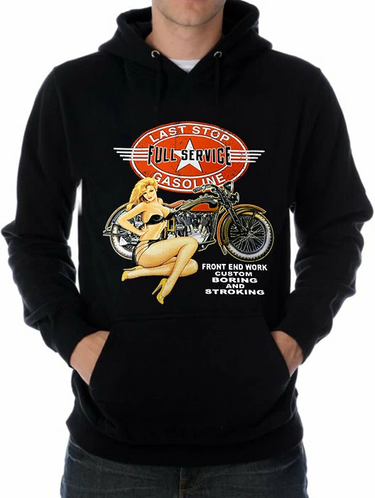 Bewild Biker Style "Last Stop Full Service " Biker Hoodie (Black) 5 Bewild Biker Style "Last Stop Full Service " Biker Hoodie (Black)