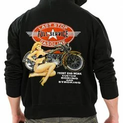Bewild Biker Style "Last Stop Full Service " Biker Hoodie (Black) 10 Bewild Biker Style