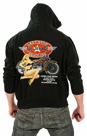 Bewild Biker Style "Last Stop Full Service " Biker Hoodie (Black) 6 Bewild Biker Style "Last Stop Full Service " Biker Hoodie (Black)