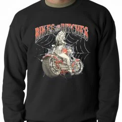 Bewild Biker Style Bikes And B*tches Biker Adult Crewneck
