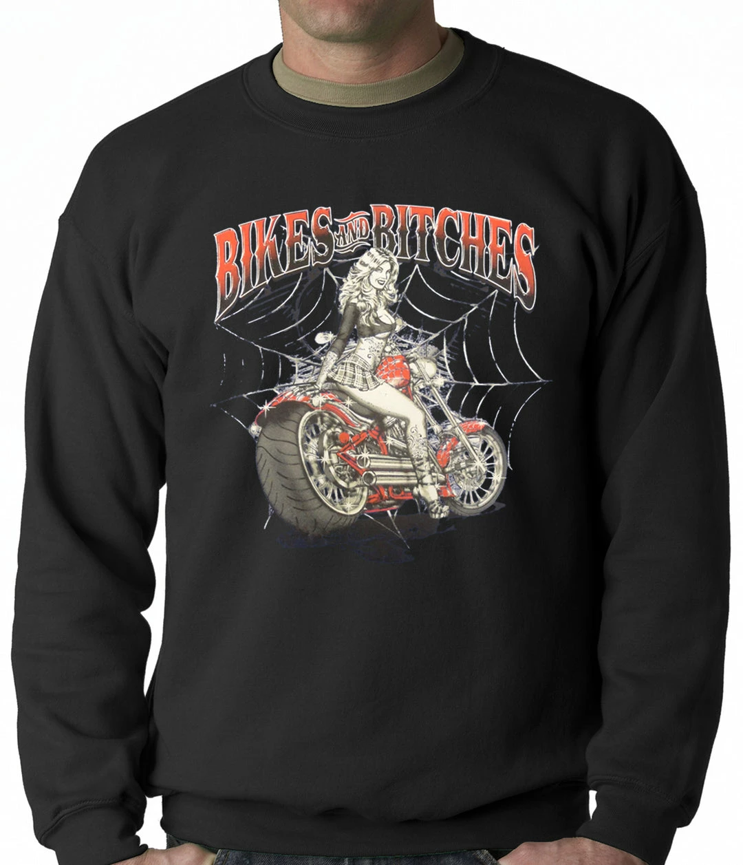 Bewild Biker Style Bikes And B*tches Biker Adult Crewneck 4 Bewild Biker Style Bikes And B*tches Biker Adult Crewneck